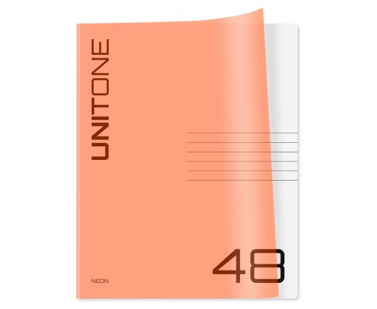 Тетрадь 48л. А5, клетка BG "UniTone. Neon", пластиковая обложка, неон оранжевый Т5ск48_пл 12473