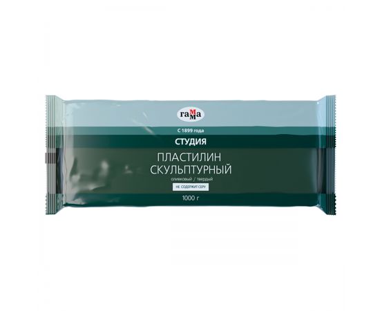 Пластилин скульптурный Гамма "Студия", оливковый, твердый, 1кг, пакет 2.80.Е100.003