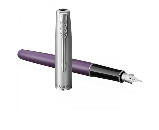 Ручка перьевая Parker "Sonnet Sand Blasted Metal&Violet Lacquer" черная, 0,8мм, подарочная упаковка 2169366