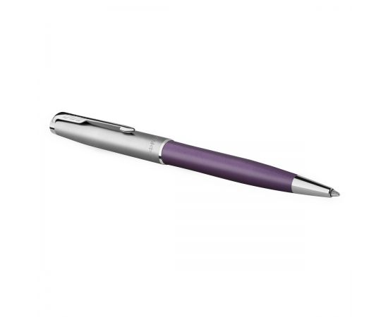 Ручка шариковая Parker "Sonnet Sand Blasted Metal&Violet Lacquer" черная, 1,0мм, поворот., подарочная упаковка 2169369