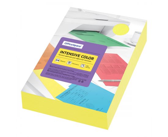 Бумага цветная OfficeSpace "Intensive Color", А4, 80г/м2, 500л., (желтый) 361617