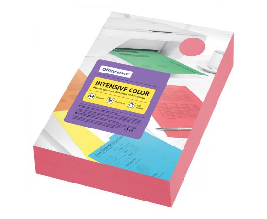 Бумага цветная OfficeSpace "Intensive Color", А4, 80г/м2, 500л., (красный) 361620
