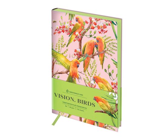 Ежедневник недатир. В6, 136л., кожзам, Greenwich Line "Vision. Birds", тон. блок, цв. срез ENB6-30186