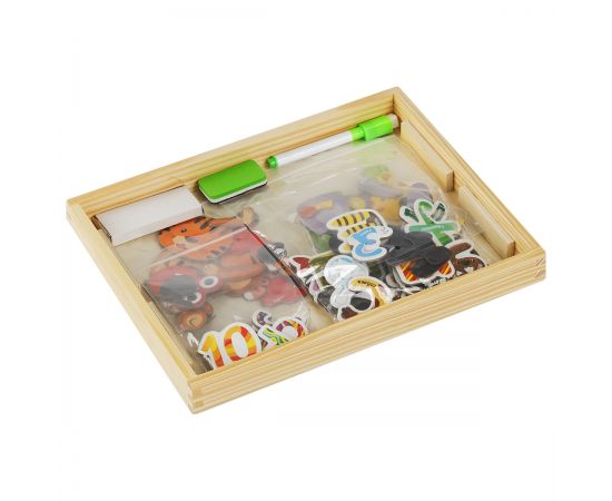 Доска двусторонняя ТРИ СОВЫ, меловая/магнитно-маркерная, А4, настольная, с поддоном (в комплекте маркер, мелки, губка, набор магнитов) MMD_49199