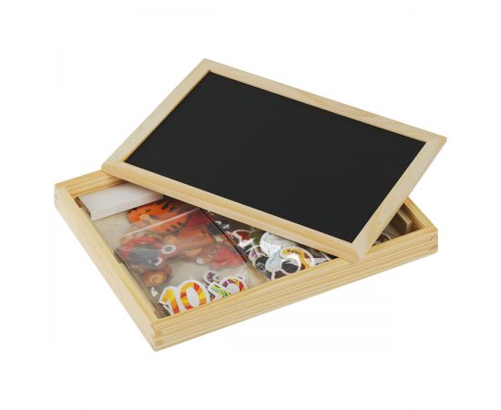 Доска двусторонняя ТРИ СОВЫ, меловая/магнитно-маркерная, А4, настольная, с поддоном (в комплекте маркер, мелки, губка, набор магнитов) MMD_49199