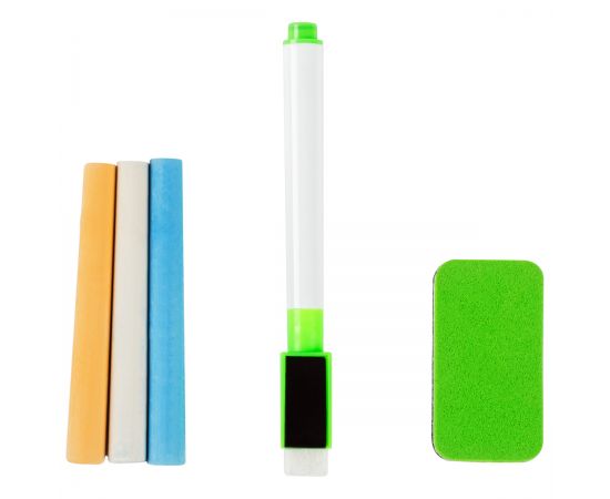 Доска двусторонняя ТРИ СОВЫ, меловая/магнитно-маркерная, А4, настольная, с поддоном (в комплекте маркер, мелки, губка, набор магнитов) MMD_49199