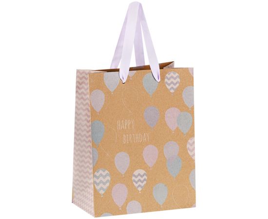 Пакет подарочный 18*23*10см MESHU "Happy Birthday", крафт YKm_33036