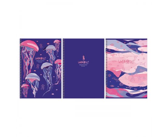Тетрадь 80л., А4, клетка, на гребне BG "Wonderful", матовая ламинация, тиснение фольгой Т4гр80_лм_тф 11907