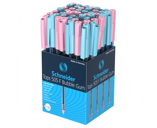 Ручка шариковая Schneider "Tops 505 F Bubble Gum" синяя, 0,8мм, прозрачный корпус 150510