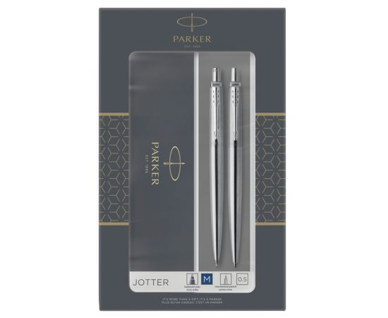 Набор Parker "Jotter Stainless Steel CT": ручка шариковая, 1,0мм и механический карандаш, 0,5мм, подарочная упаковка 2093256