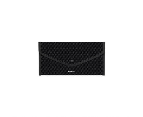 Папка-конверт на кнопке пластиковая ErichKrause Diamond Total Black, обшитая, Travel, непрозрачный, черный 55078