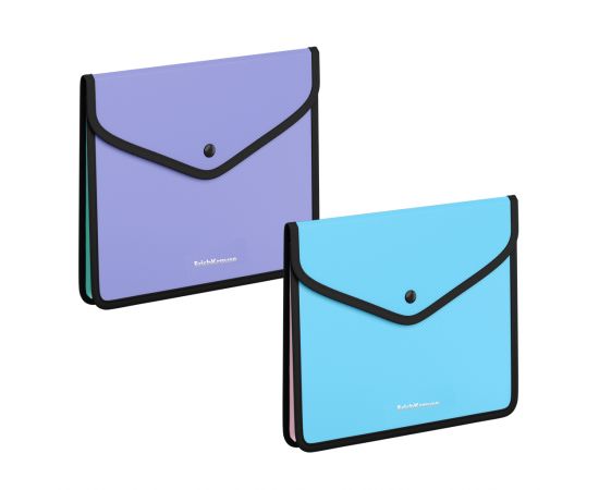 Папка-конверт на кнопке пласт. ErichKrause Diagonal Pastel, обшитая, с текстильной вставкой, A5+, непрозрачный, ассорти 55145