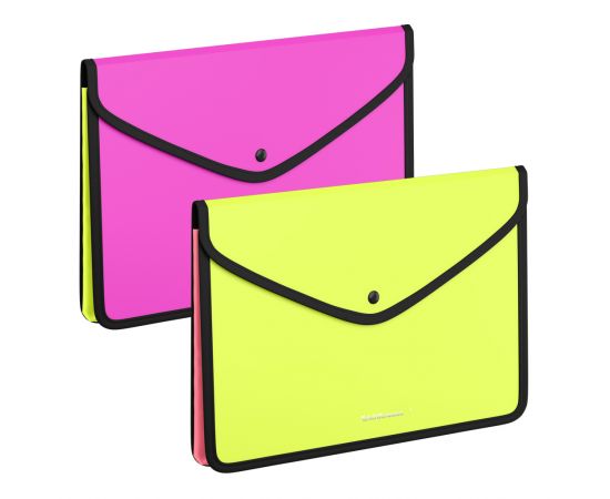 Папка-конверт на кнопке пласт. ErichKrause Matt Neon, обшитая, с текстильной вставкой, A4, непрозрачный, ассорти 55418