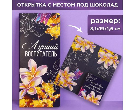 Открытка с местом под шоколадку «Лучший воспитатель», размер 19см х 8,1см, плотность 200 гр 9559780