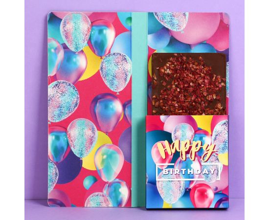 Открытка с местом под шоколадку «С днем рождения», размер 19см х 8,1см, плотность 200 гр 9597288