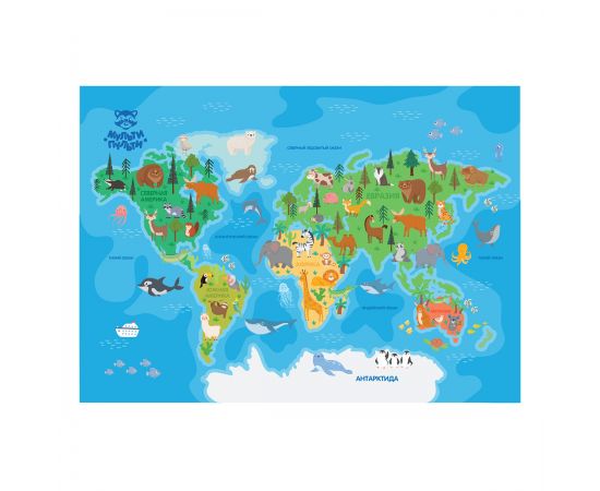 Клеенка для уроков труда Мульти-Пульти "Карта мира", 50*70см, ПВХ CH_50241