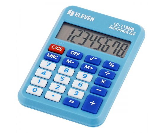 Калькулятор карманный Eleven LC-110NR-BL, 8 разрядов, питание от батарейки, 58*88*11мм, голубой LC-110NR-BL