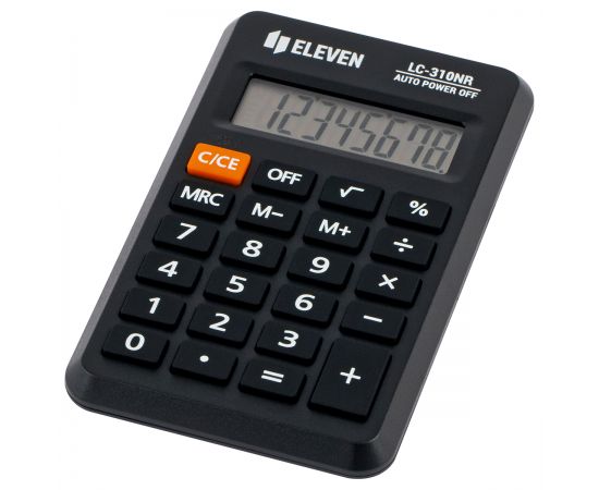 Калькулятор карманный Eleven LC-310NR, 8 разрядов, питание от батарейки, 69*114*14мм, черный LC-310NR