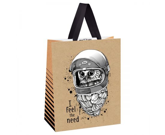 Пакет подарочный 18*23*10см MESHU "Space Owl", выб. лак, крафт MS_51749