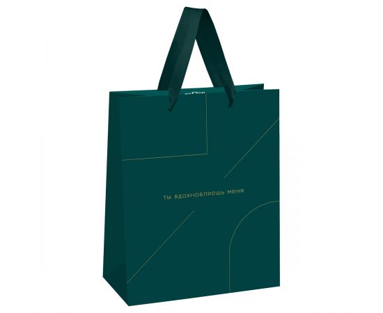 Пакет подарочный 18*23*10см MESHU "Monocolor. Emerald", отд. фольгой, матовая ламинация MS_51863