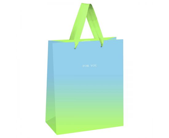 Пакет подарочный 18*23*10см MESHU "Duotone. Blue-Green gradient", отд. фольгой, матовая ламинация MS_51889