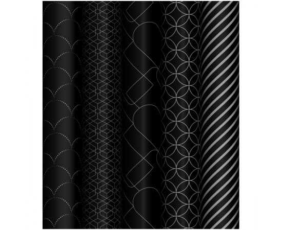 Упаковочная бумага глянц. 70*100см, MESHU "Pattern on black", 80г/м2, ассорти 5 дизайнов MS_53487