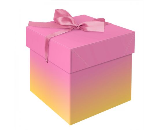Коробка складная подарочная MESHU "Duotone. Pink-Orange gradient", (15*15*15см), с лентой MS_54168