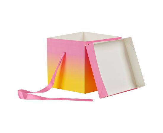 Коробка складная подарочная MESHU "Duotone. Pink-Orange gradient", (15*15*15см), с лентой MS_54168