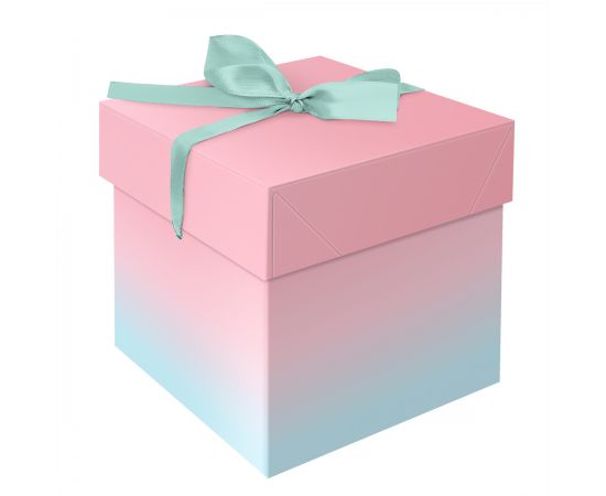 Коробка складная подарочная MESHU "Duotone. Mint-Pink gradient", (15*15*15см), с лентой MS_54170