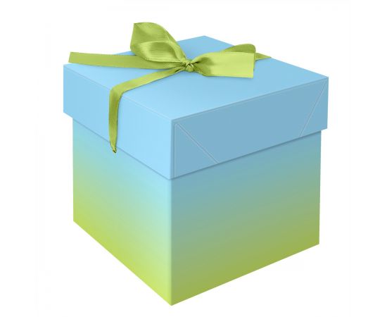 Коробка складная подарочная MESHU "Duotone. Blue-Green gradient", (15*15*15см), с лентой MS_54172