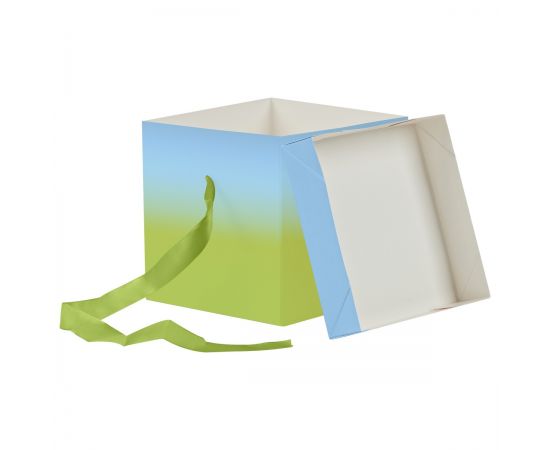 Коробка складная подарочная MESHU "Duotone. Blue-Green gradient", (15*15*15см), с лентой MS_54172