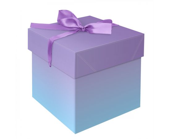 Коробка складная подарочная MESHU "Duotone. Blue-Lilac gradient", (15*15*15см), с лентой MS_54174