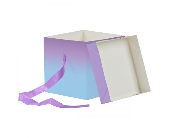 Коробка складная подарочная MESHU "Duotone. Blue-Lilac gradient", (15*15*15см), с лентой MS_54174