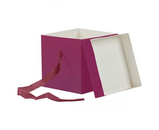 Коробка складная подарочная MESHU "Persian Red", (15*15*15см), с лентой MS_54178