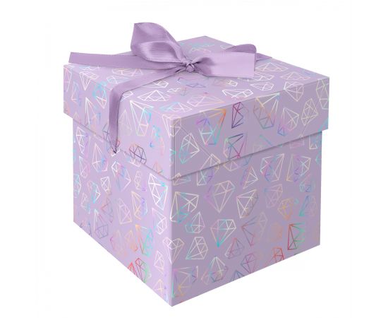 Коробка складная подарочная MESHU "Crystals", (15*15*15см), с лентой, отд.фольгой MS_54182