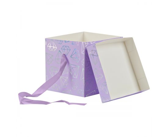 Коробка складная подарочная MESHU "Crystals", (15*15*15см), с лентой, отд.фольгой MS_54182