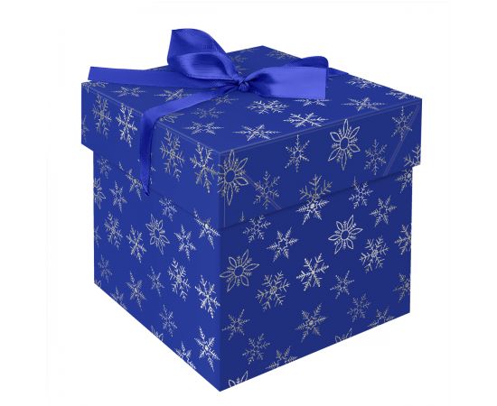 Коробка складная подарочная MESHU "Snowflakes", (15*15*15см), с лентой, отд.фольгой MS_54186