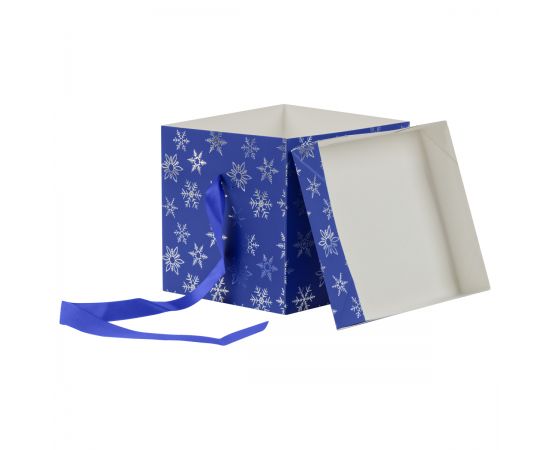 Коробка складная подарочная MESHU "Snowflakes", (15*15*15см), с лентой, отд.фольгой MS_54186