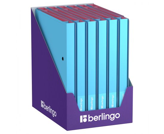 Папка на 2 кольцах Berlingo "Haze" А4, 24мм, 600мкм, D-кольца, с внутр. карманом, голубая, софт-тач RB4_2D921