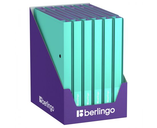 Папка на 2 кольцах Berlingo "Haze" А4, 24мм, 600мкм, D-кольца, с внутр. карманом, мятная, софт-тач RB4_2D922