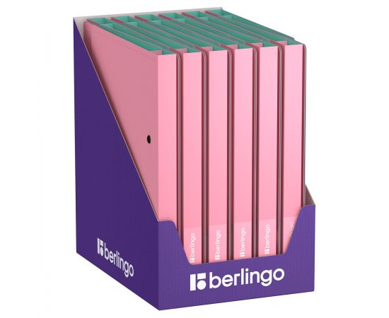 Папка на 2 кольцах Berlingo "Haze" А4, 24мм, 600мкм, D-кольца, с внутр. карманом, розовая, софт-тач RB4_2D923