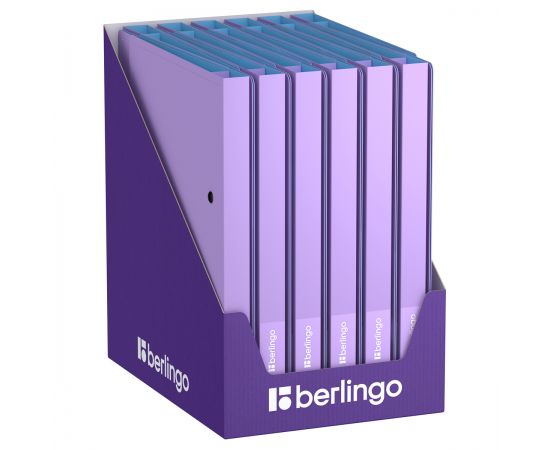 Папка на 2 кольцах Berlingo "Haze" А4, 24мм, 600мкм, D-кольца, с внутр. карманом, сиреневая, софт-тач RB4_2D924