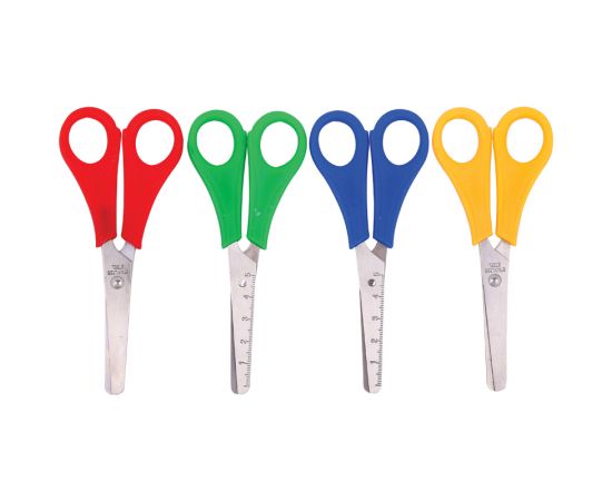 Ножницы детские ArtSpace 13см, с линейкой, ассорти, ПВХ-чехол с европодвесом S130_17452
