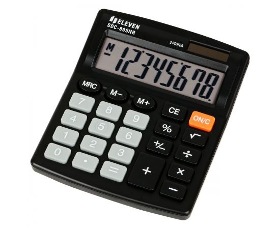 Калькулятор настольный Eleven SDC-805NR, 8 разр., двойное питание, 127*105*21мм, черный SDC-805NR