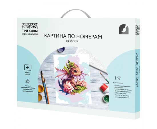 Картина по номерам на холсте ТРИ СОВЫ "Дракон", 30*40, с акриловыми красками и кистями КХ3040_53843