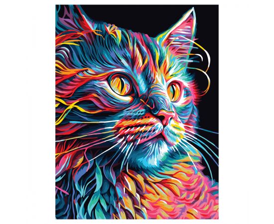 Картина по номерам на холсте ТРИ СОВЫ "Неоновый кот", 30*40, с акриловыми красками и кистями КХ3040_53848