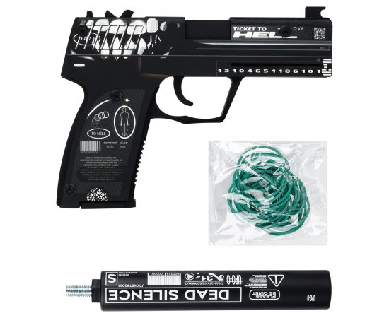 Пистолет деревянный ТРИ СОВЫ USP-S, серия легендарный, "Билет в темноту", подложка ХДФ с европодвесом, термоусадка ПД1ЮС001