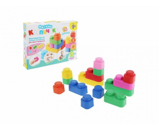 Мягкие кирпичики. Конструктор для самых маленьких 14 деталей 01584