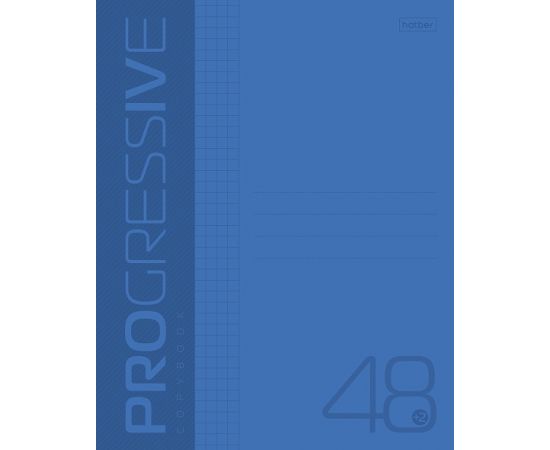 Тетрадь 48л А5ф клетка 65г/кв.м Пластиковая обложка на скобе PROGRESSIVE  Синяя 48Т5В1