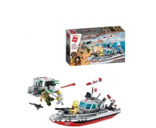 КОНСТРУКТОР 1720 катер военный с фигурками, 235дет 268993 1720